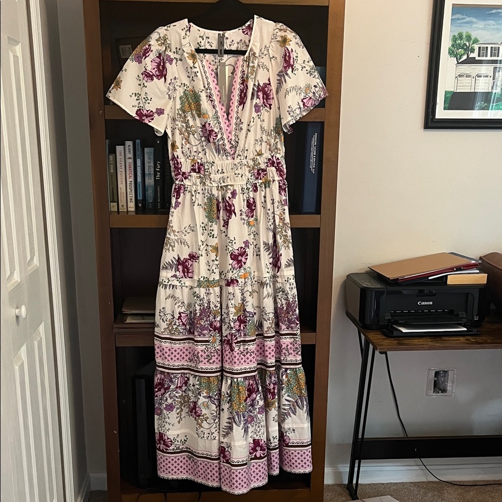 Anthropologie Somerset Maxi Dress with Plum Floral Print